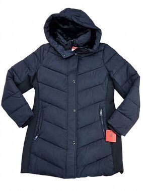 🩵NWT Andrew Marc Blue Faux Fur Lined Hood Puffer Jacket Medium